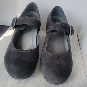 Dansko black suede Mary Jane wedges